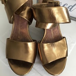 Franco Sarto Metallic Gold Wesge Sandal Size 6